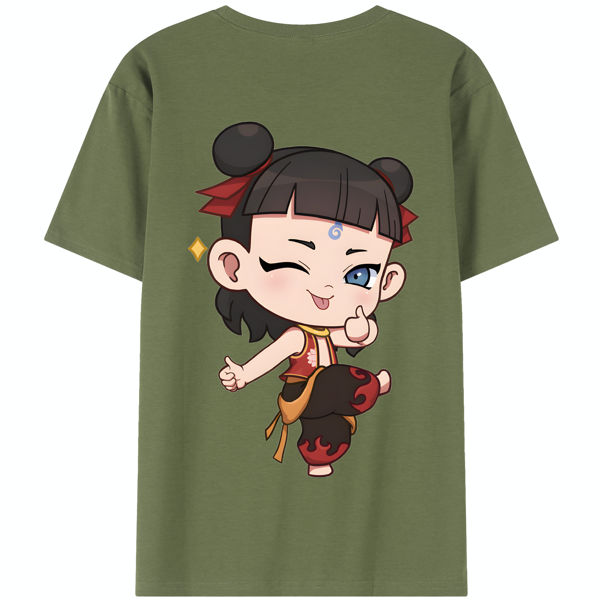 （画像用） Ne Zha 2 ナタ 魔童の大暴れ 綿100％半袖Tシャツ（背面プリント）